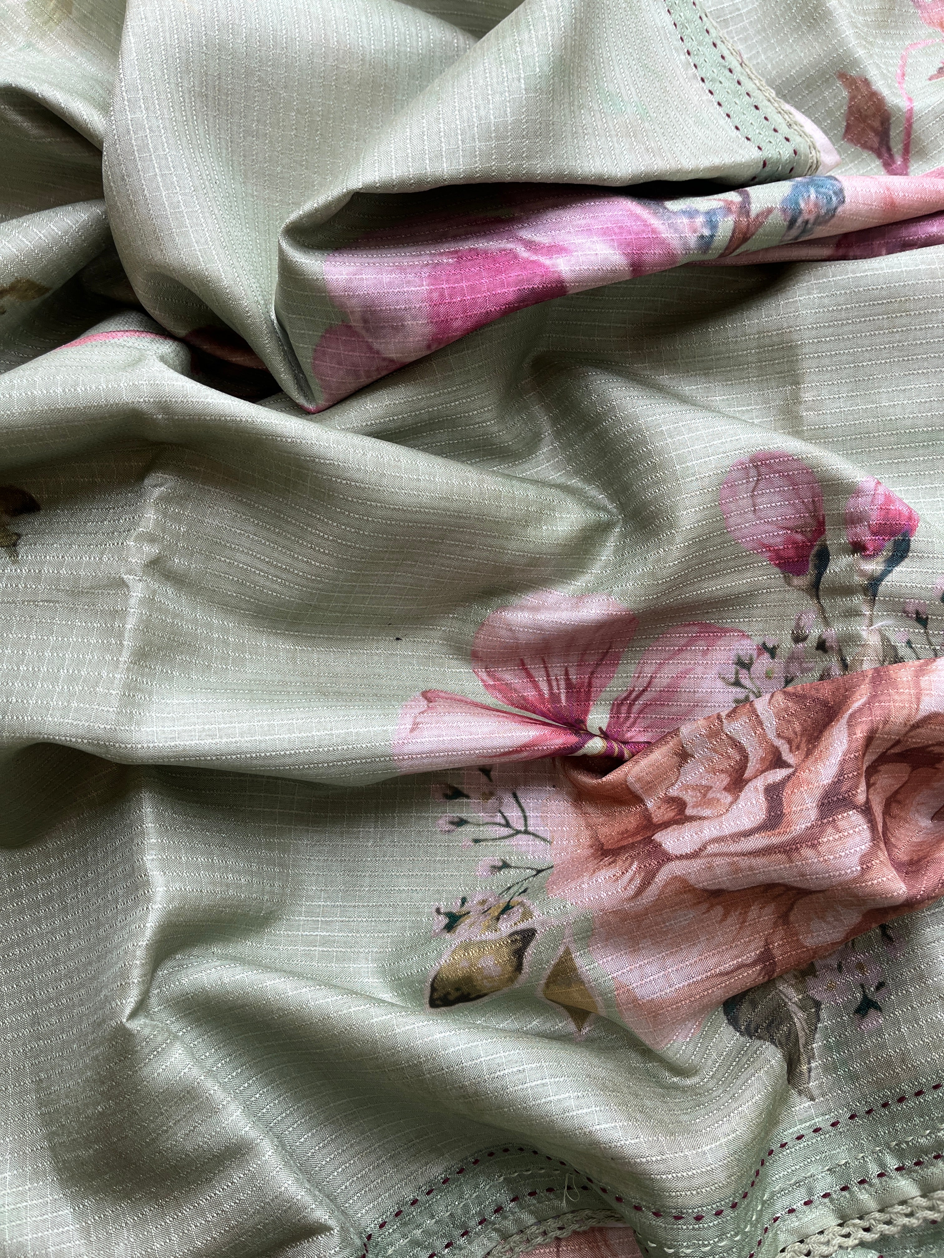 Lavender, Yellow, Rose Gold & Pastel Green Semi Tussar Sarees